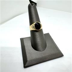 18K 750 Yellow Gold 4.61G Oval Onyx Signet Ring Sz: 7.5!
